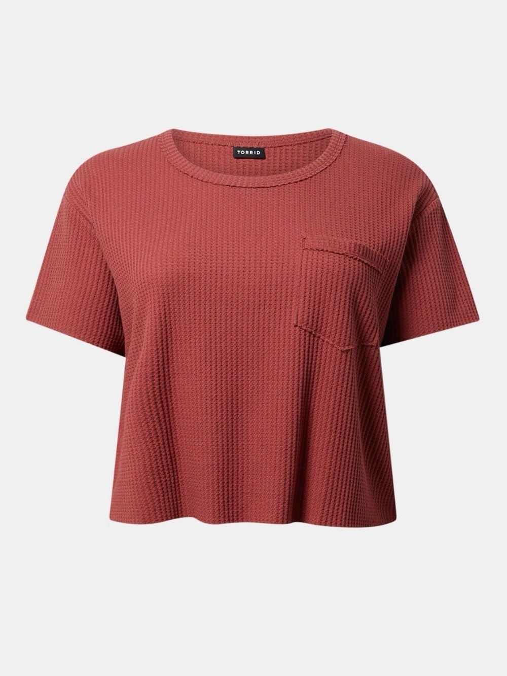 Torrid Waffle Knit Cropped Pocket Tee Size 1 / 1X Burnt Orange